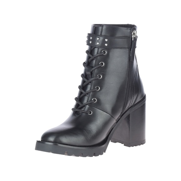 Harley-Davidson Adina Black Leather 3.75” Heeled Laced Moto Riding Boots - Picture 9 of 10